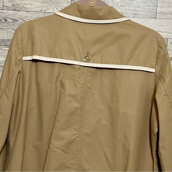 Liz Claiborne‎ Size Large Khaki With White Trim Lined Rain/Trench Jacket Buttons - Picture 7 of 14